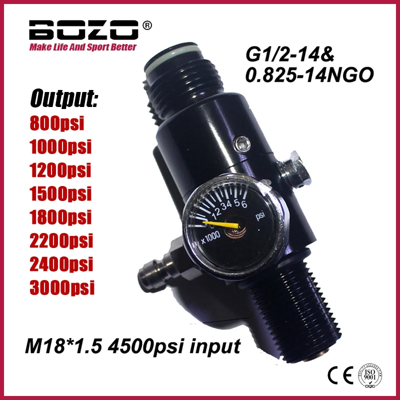 cylinder m18 1 5 regulator compressed air 4500psi tank bottle output pressure 800psi to 3000psi hpa accessories HPA 4500psi Cylinder Air Tank Regulator Valve Output 800psi to 3000psi M18*1.5 Diving Mountain Climbing Homebrow