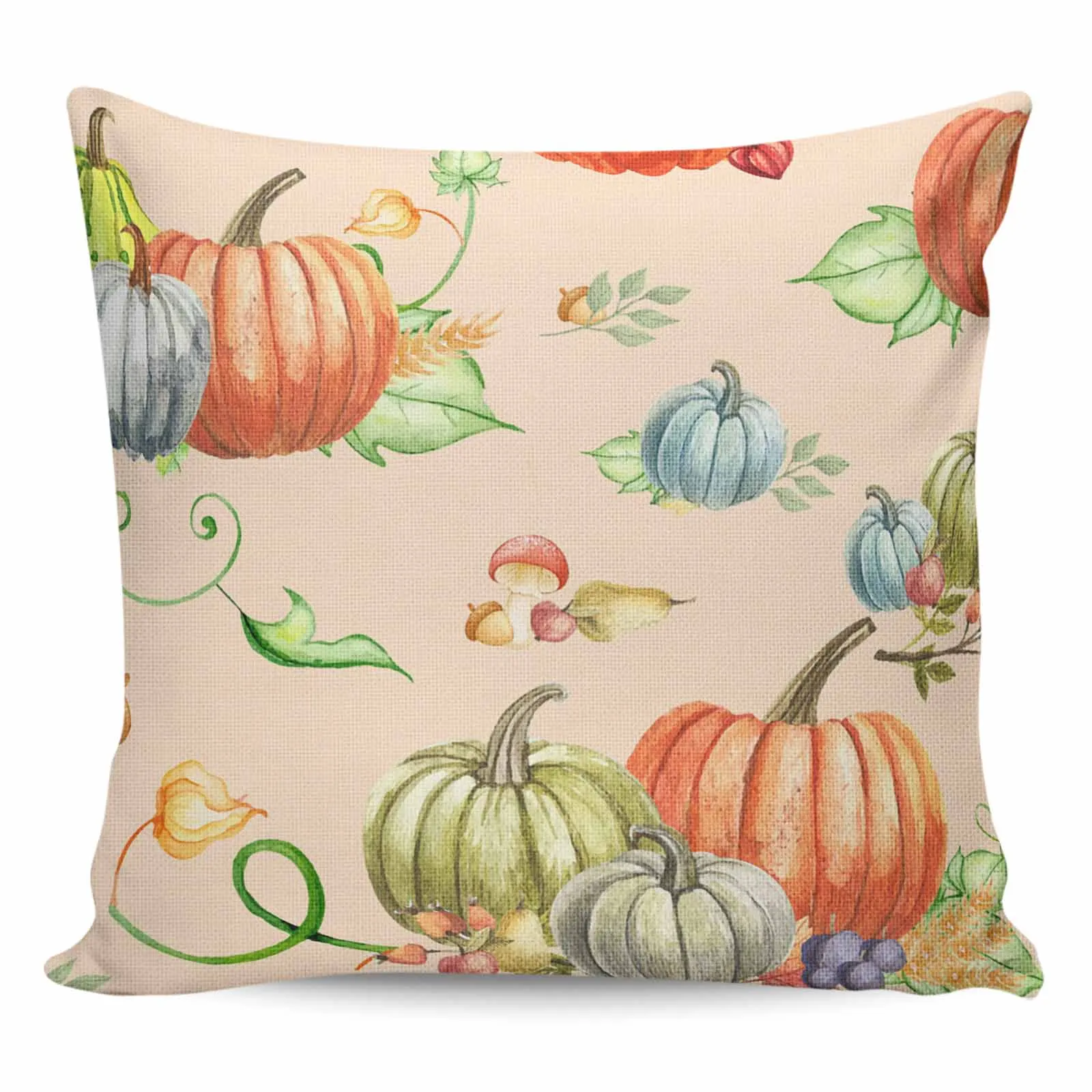 

2/4PCS Waterproof Pillow Cover Thanksgiving Pumpkin Watercolor Square Throw Pillowcase Home Decoration Sofa Cushion Cover