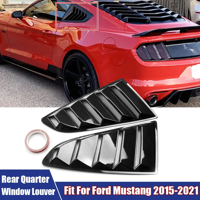 บานเกล็ดหน้าต่างด้านหลังฝาครอบช่องแอร์ด้านข้างเหมาะสำหรับ Ford Mustang 2015-2021มู่ลี่หน้าต่างดัดแปลงอุปกรณ์เสริมรถยนต์ 1