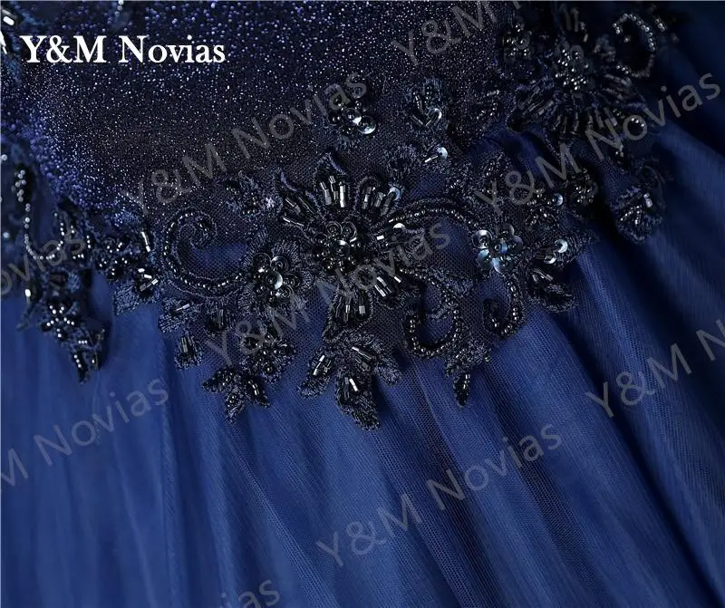New Fashion Halter Blue Quinceanera Dress Sleeveless Ruched Lace Vestidos De 15 Debutante Gown Bohemia Princess Customized