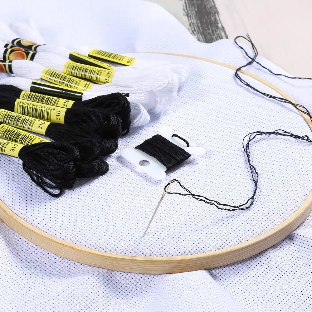 Embroidery Thread Cross Stitch Embroidery Thread for DIY Homemade Craft Sewing Accessories 12 White+12 Black Embroidery Floss