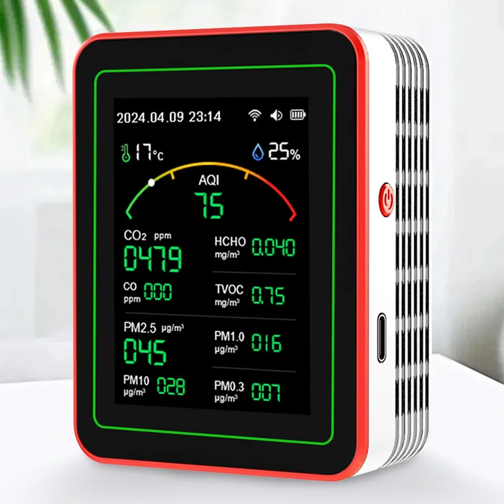 WiFi 15 in 1 Air Quality Detector TFT Display Indoor Air Quality Monitor APP Control Portable AQI PM0.3 PM1.0 PM2.5 PM10 Tester