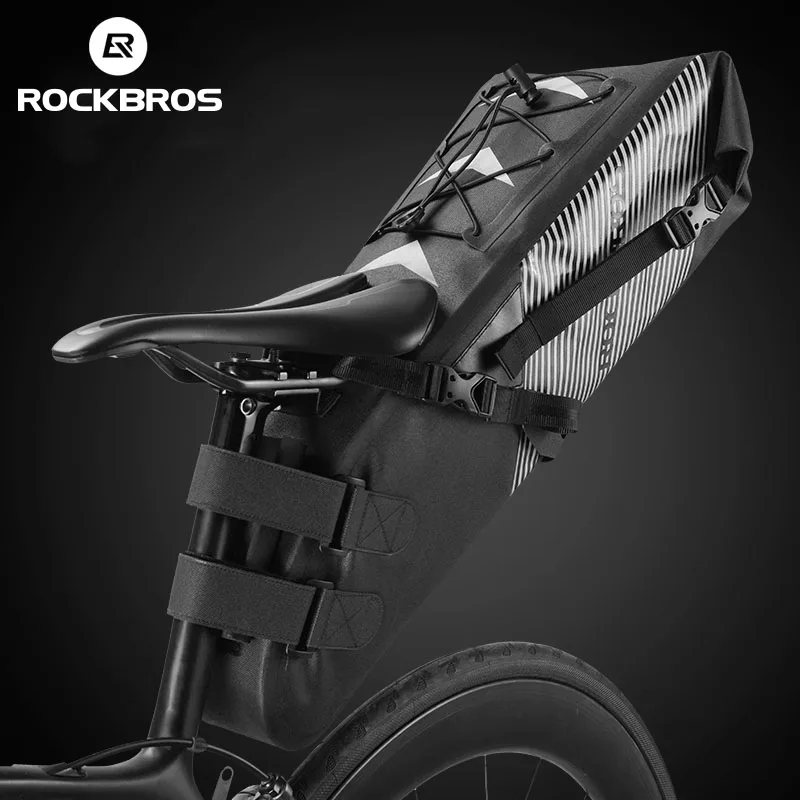 

ROCKBROS Bicycle Bag Waterproof Reflective 10L Large Capacity Saddle Bag Cycling Foldable Tail Rear Bag MTB Road Trunk Bike Bag