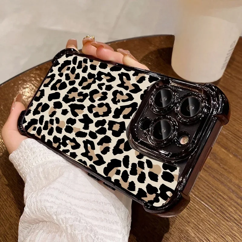 Chic Leopard Print Plated Soft TPU Phone Case