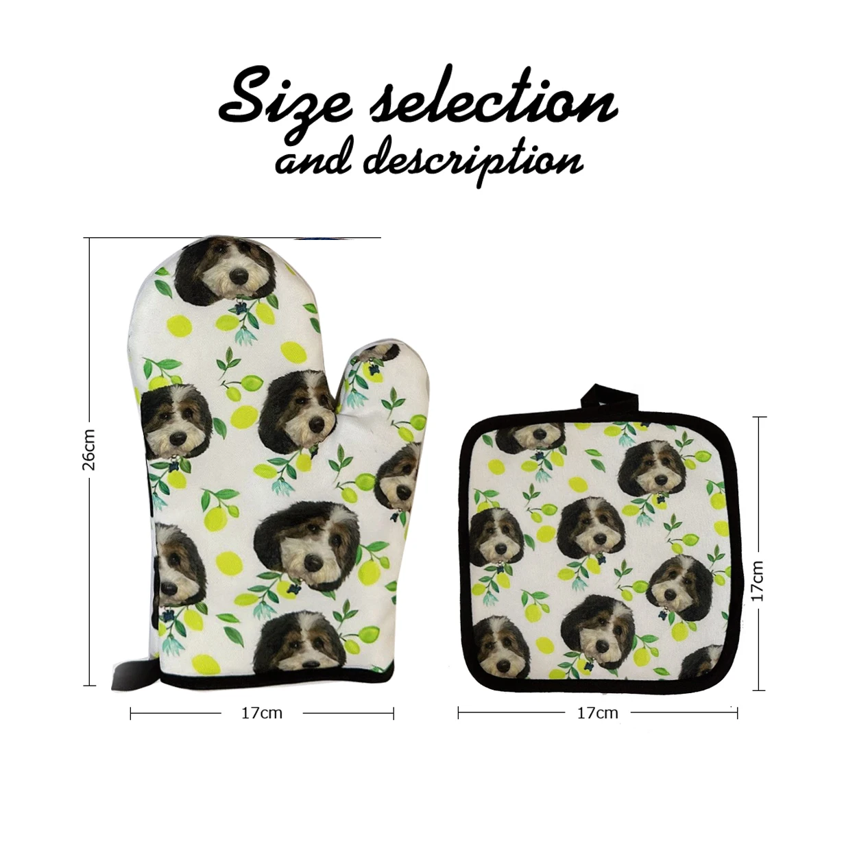 Kitchen Pet Print Microwave Oven Mitts Glove Dog Insulated Gloves Baking Apron Christmas Potholder Cooking Tool