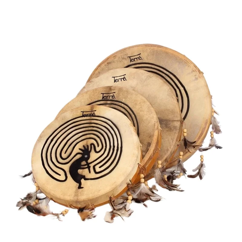 Terre Goat Skin Shaman Drum Indian Drums Sound Therapy Tambourine Meditation Professional Performance Percussion Instruments
