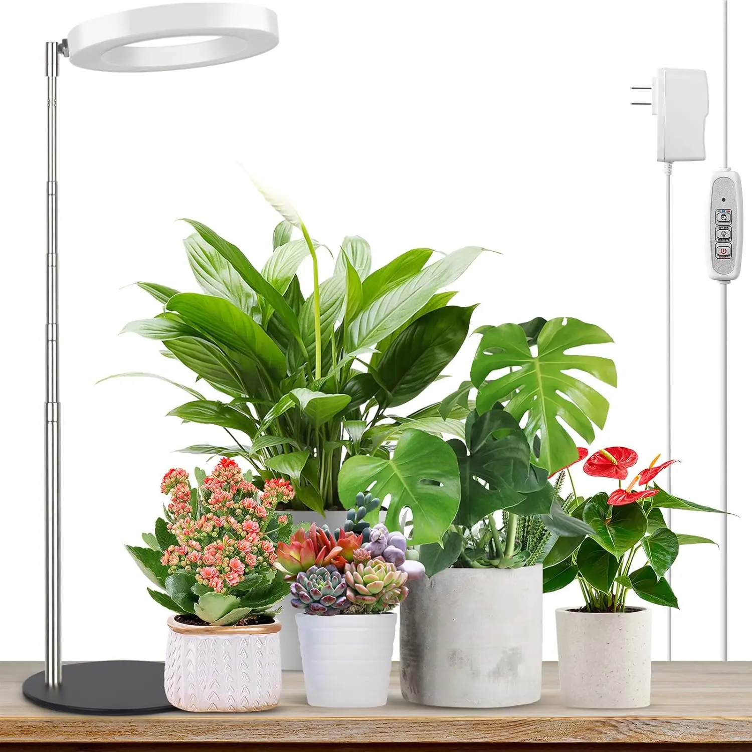 LED Grow Light, for Indoor Fill Light, Full Spectrum Desk Automatic Timer, 4 H/8 H/12 H, 4 Adjustable Levels, Height Adjustable