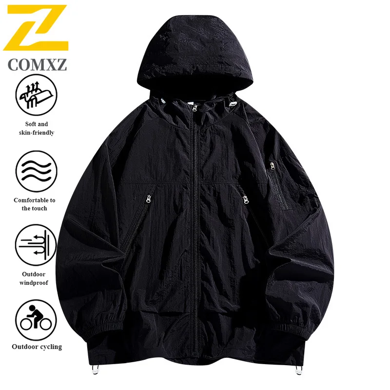 Men's Summer Ice Silk UV Protection Jacket UPF50+ Lightweight Outdoor Skin Coat Quick-Dry for Hiking Trekking Fishing Sports