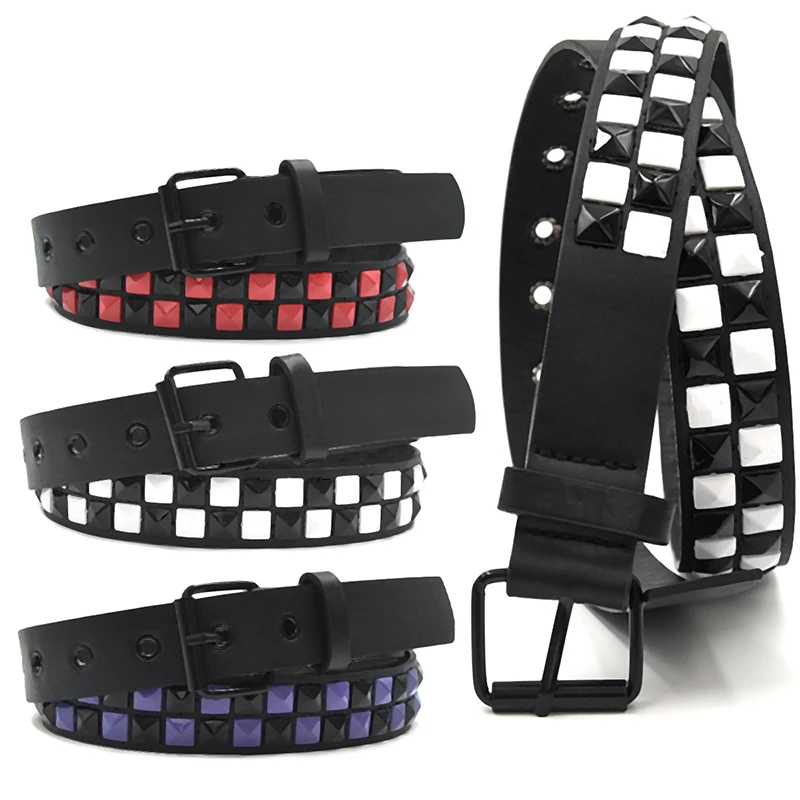 Purple Rivet Punk Belt - Women's Y2K Fashion Accessory with PU Leather Pin Buckle