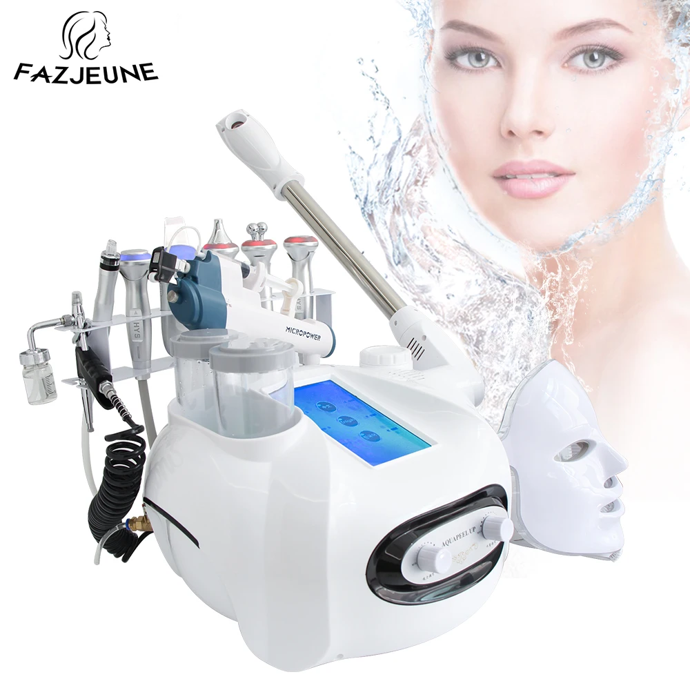 10 in 1 Hydrogen Oxygen Small Bubble Machine Facial Steamer Lumi Spa H2O2 Hydro Dermabrasion Beauty Face Massage Devices
