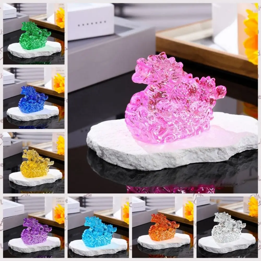 

Chinese Style Chinese Zodiac Dragon Figurines Glass Colorful Dragon Figurine Ornaments 8cm Decorative