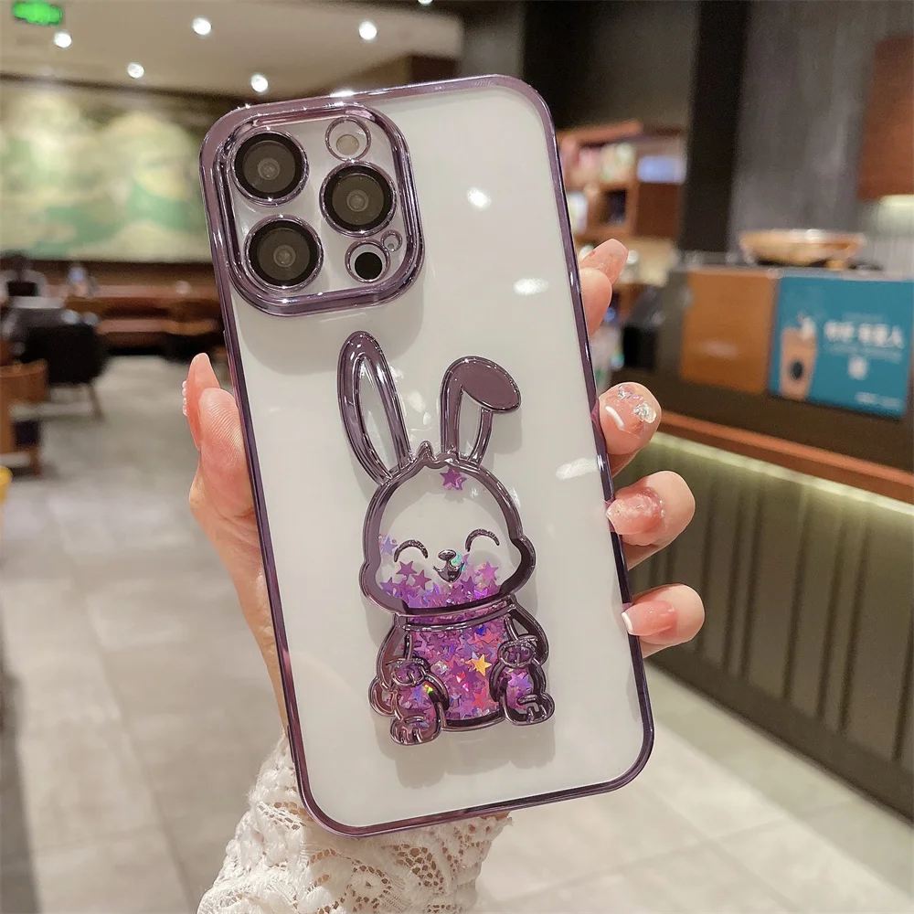 Cartoon Bear Glitter Quicksand iPhone Case