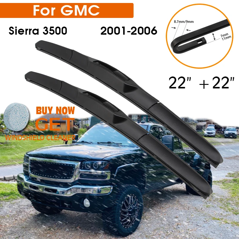

Car Wiper Blade For GMC Sierra 3500 2001-2006 Windshield Rubber Silicon Refill Front Window Wiper 22"+22" LHD RHD Accessories