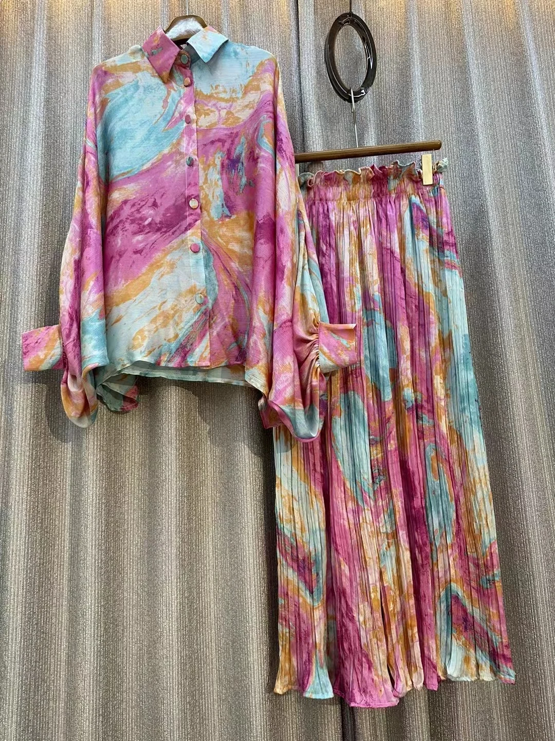 

Women's Floral Casual Elegant 2-Piece Set Loose Shirts Tops Wide Leg Pant Suit Female Fashion Vintage Clothes Spring New 2023