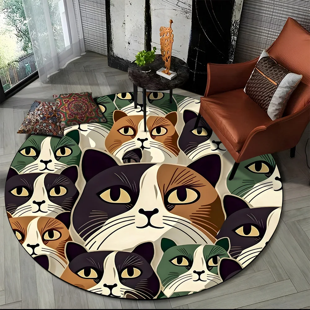 Tapete redondo 3D gato persa, tapete para sala de estar, quarto, decoração de sala de jogos infantil, tapete antiderrapante para animais de estimação, desenho animado de trapo, fofo 24 S8818b951e2bf4e4d9d4f5647a817ed45S