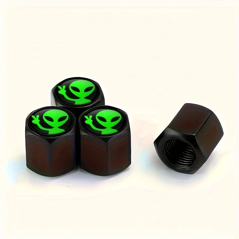 4pcs Alien Car Wheel Tire Valve Cap 4