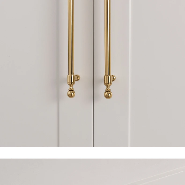 gold brass cabinet pull close up