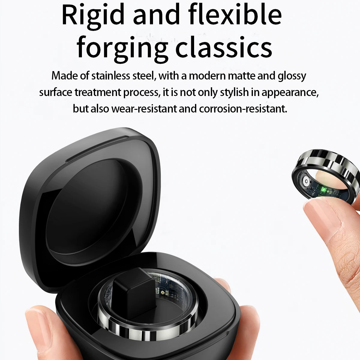 696 신형 5ATM 방수 스마트 링 스테인리스 스틸 건강 모니터 패션 럭셔리 스마트 링 충전 박스 선물 연인용