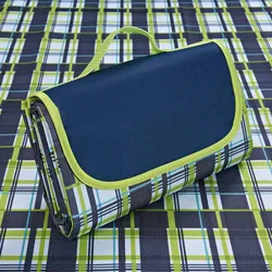 Waterproof Outdoor Plaid Picnic & Beach Mat - Portable, Folding Blanket for Camping, Hiking, and Travel (Blue)