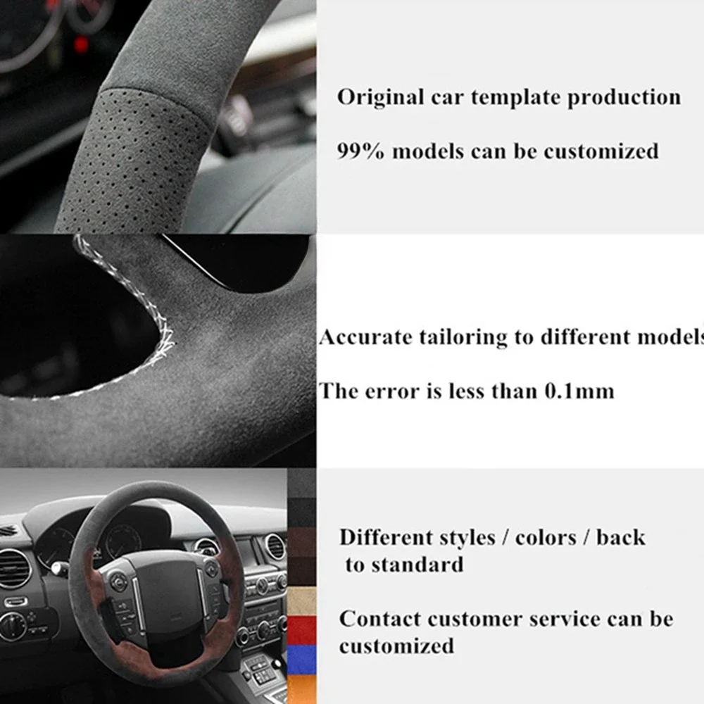 Luxury Suede Leather Black Steering Wheel Cover - Premium Auto Accessory