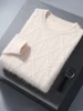 100% Mink Cashmere Autumn Winter Men O-Neck Sweater Cable Knitting Thick Pullover High Quality Smart Casual Cashmere Knitwear 2