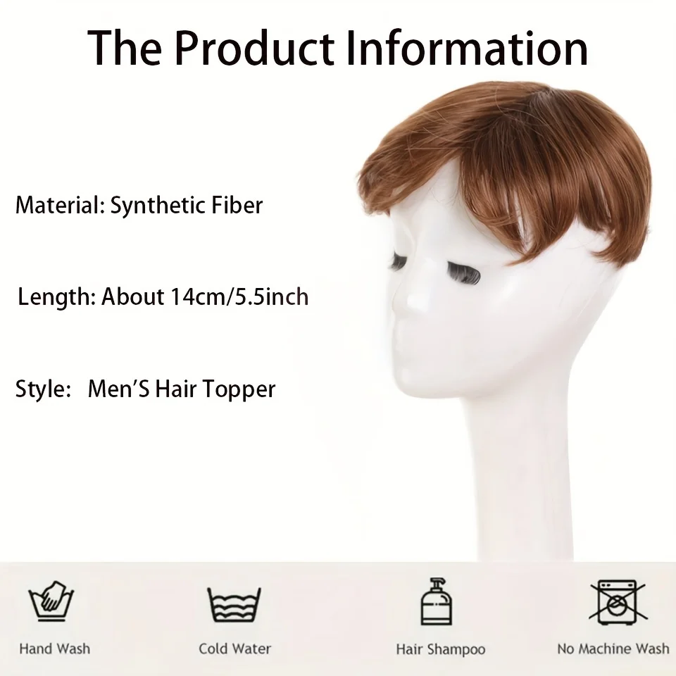 Synthetic Men Short Straight Wig Black for Male Hair Fleeciness Realistic Natural Headgear Hair Heat Resistant for Daily Party - 2