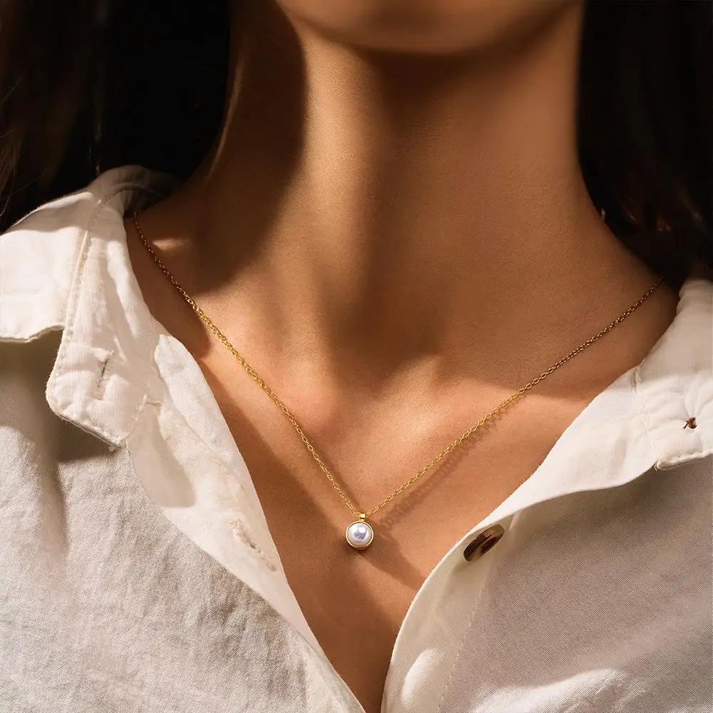 

CANNER Classic Pearl Pendant Necklace Sterling Silver S925 Long Thin Chains Sophisticated Simple Women Fine Jewelry Accessory