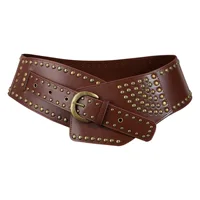 Cross-border belt hot girl waist seal rivet punk decoration skirt Western heavy industry trend matching belt pin buckle air eyes