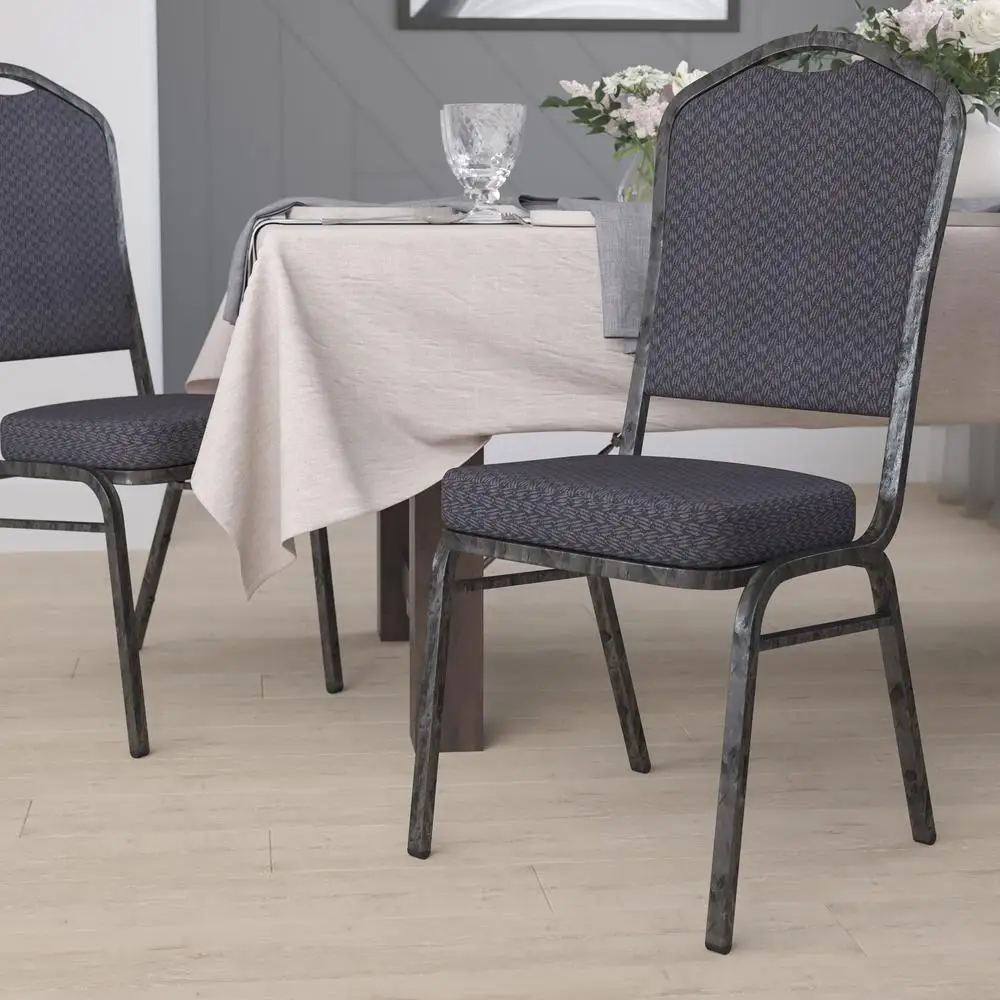 Multipurpose Stacking Banquet Chairs Crown Back 500lb Capacity Cushioned Upholstered Indoor Event Chair Durable Metal Frame 2