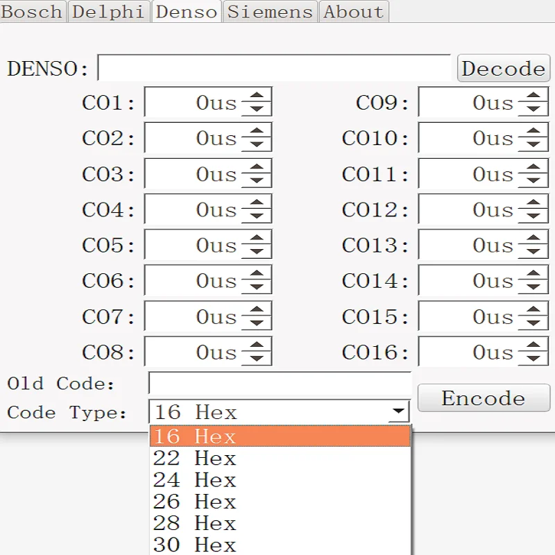 

QR Code Common Rail Injector Coding Decoding Software Fill In The Oil Deviation Pulse Width Deviation Will Produce QR Code