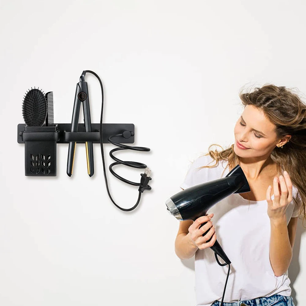 Hair Dryer Holder Rack Wall Mounted Storage Box Hair Straightener Holder Organizer Storage Multi-Functional wall file holder