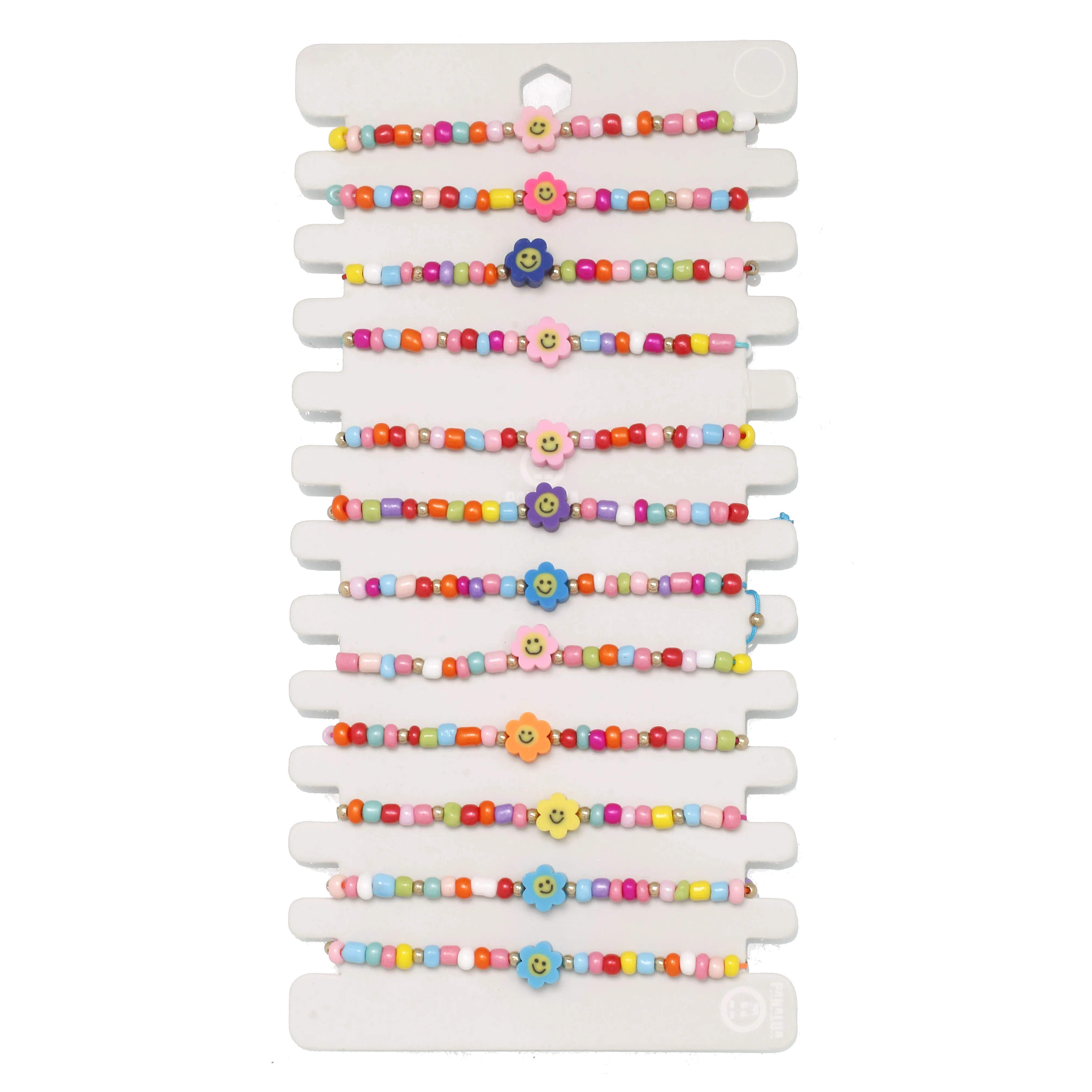 

12Pcs/Set Summer Beach Colorful Glass Beaded Clay Plant Flower Charms Bracelet Adjustable Chain Women Child Jewelry Wholesale