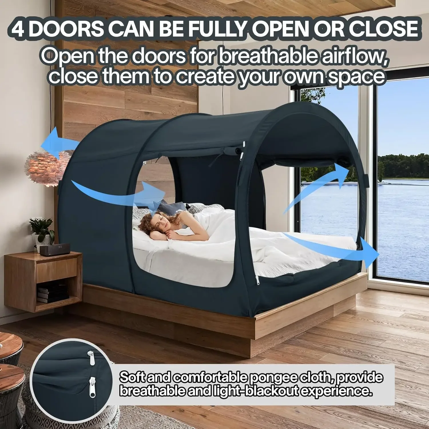 Tents Bed Canopy Shelter Cabin Indoor Privacy Warm Breathable Pop Up Twin Size for Kids and Adult Patent Pending(Mattress Not In 2