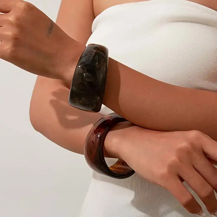 Resin Cuff Bracelet Bangles Acrylic Wide Irregular Geometric