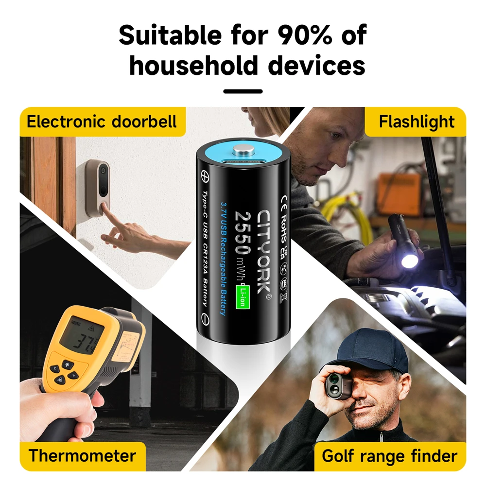 LED懐中電灯、メインランプ、ドアベル用のトップボタン付き大容量3.7V 3.7