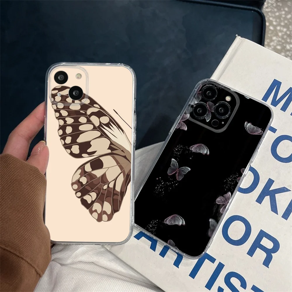 Corea Retro Flower Butterfly Custodia Per Telefono Estetica Iphone 11 12 13 14 Pro Max 13 Mini 13Promax Silicon Funda Cover Trasparenti