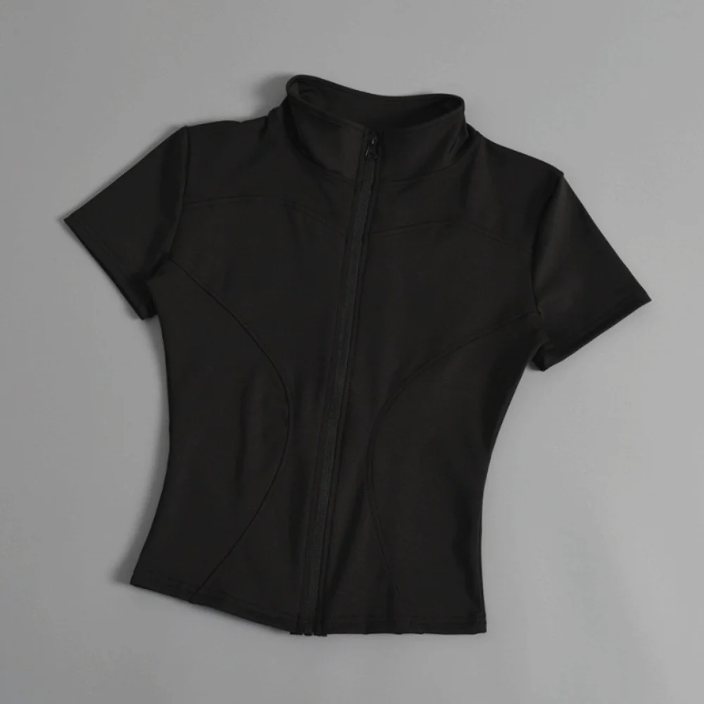 Description Picture 5 of itemShort Sleeve Sports Jacket T-shirt Black White Sweat Absorption Yoga Jacket Shirt Quick Drying Slimming Yoga Crop Top