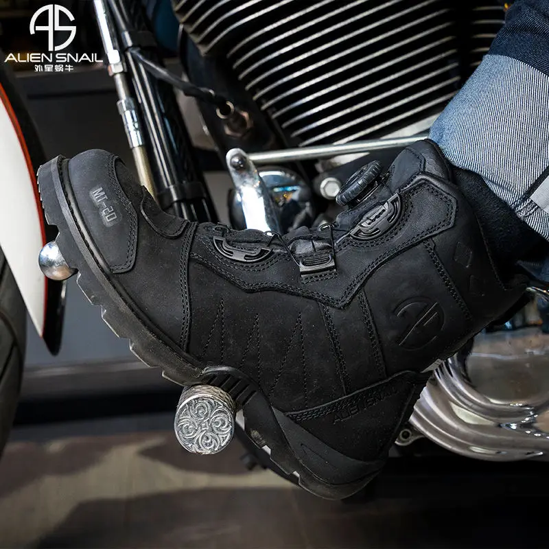 Retro Cruise Motorcycle Boots motorcycle shoes motorcycle boots For Men Travel Leisure Knob Adjust Waterproof Off-Road rally Protective