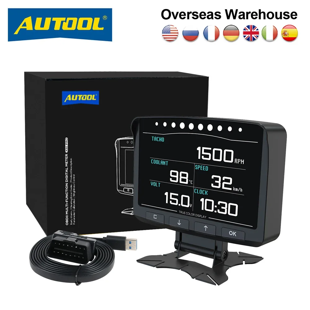 AUTOOL X50 Pro 12V Car Head-Up Computer HUD OBD2 II Fault Detection ...