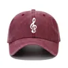 Music Note Print Baseball Cap Solid Color Washed Distressed Casual Sports Hats Lightweight Adjustable Dad Hat For Women Men 3