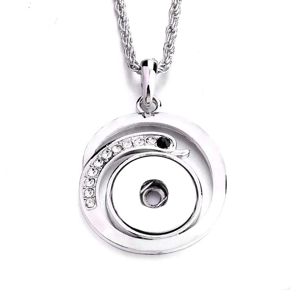 10pcs New Style Metal Crystal Snap Button Pendant Necklace Fit 18MM Snap Buttons Jewelry For Women