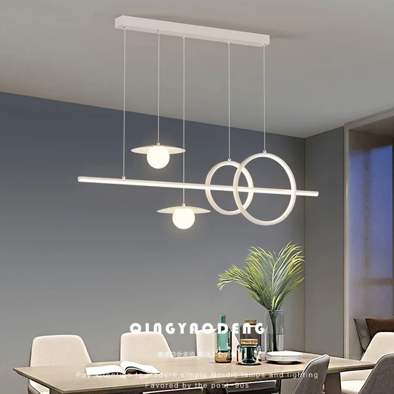

Nordic Restaurant Chandelier Creative and Personalized Art Strip Geometric Atmosphere Dining Table Bar Table Lamp Decoration