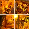 DIY Book Nook Shelf Kits Bakery Shop Casa Wooden Miniature Model Kit Handmade Casa Bookend With Light Bookshelf Friends Gifts 5