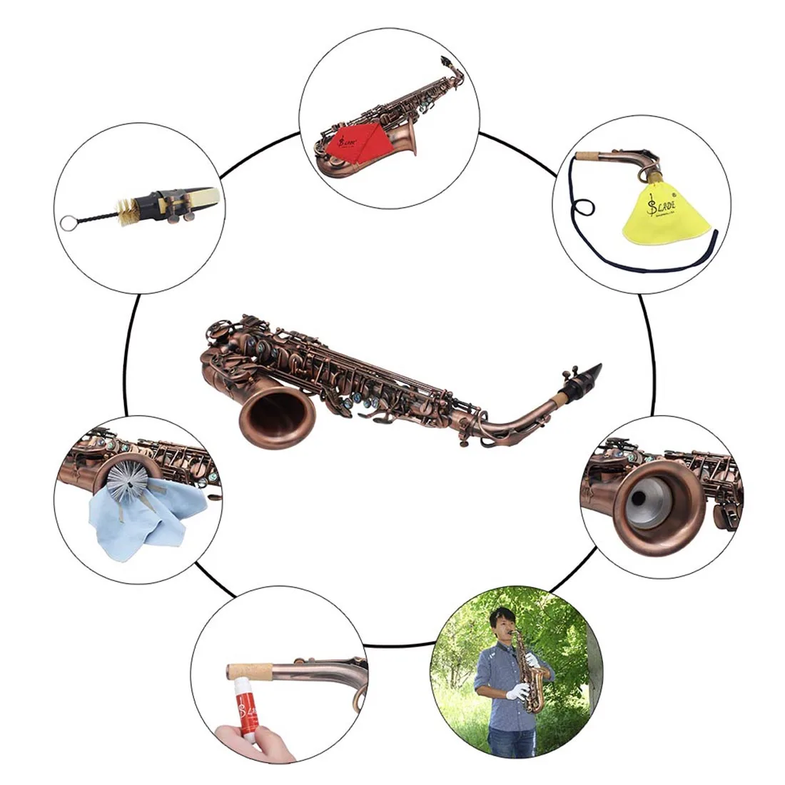 Alto Saxophone Eb Brass Body Carved Keys White Shell Keys Saxophone with Reed Glove Book Strap Woodwind instrument Parts