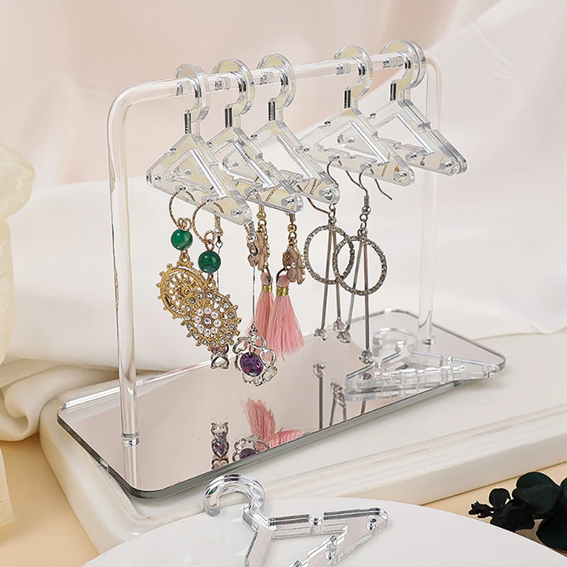 

1Set/8Pcs Coat Hangers Earrings Organizer Acrylic Display Stand Showcase Tabletop Clear Handmade Polymer Clay Jewelry Rack Gift