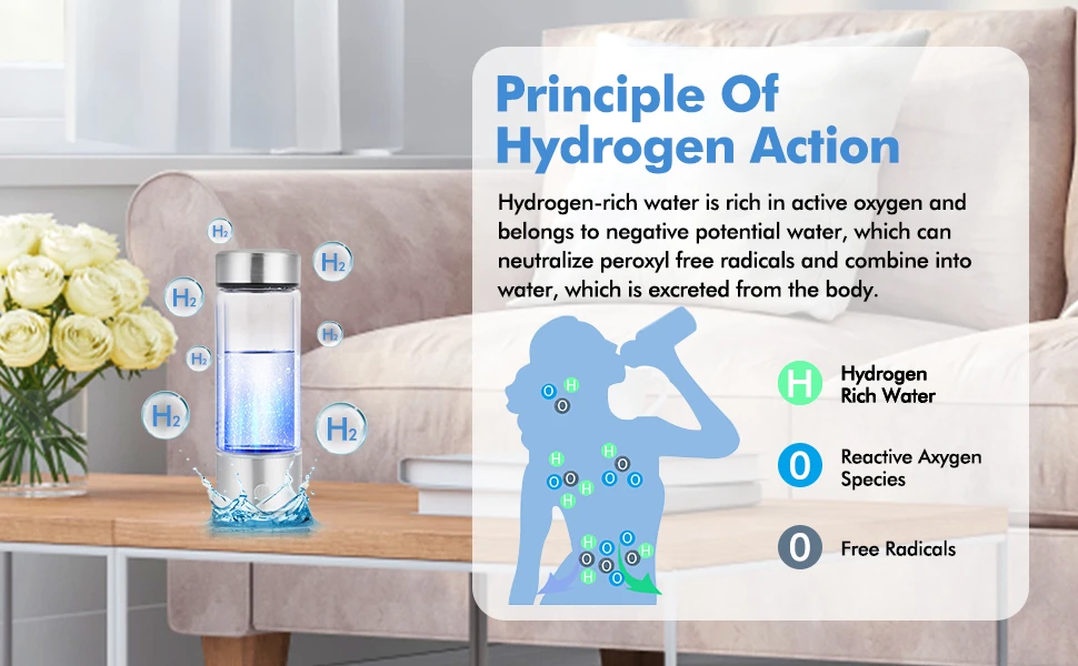 Electric water filter hydrogen water generator water bottle ionizer maker hydrogen-rich water antioxidants orp hydrogen bottle