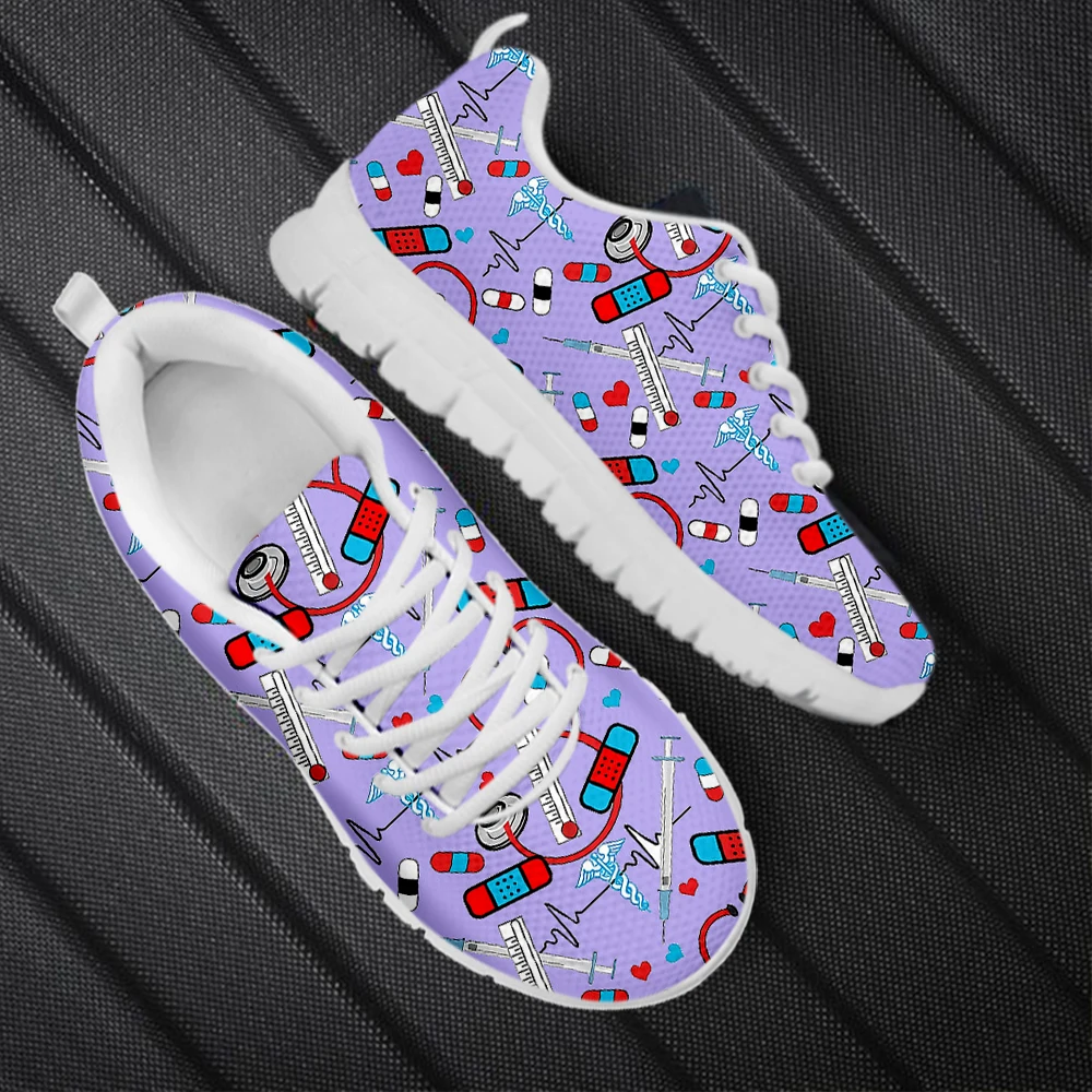 INSTANTARTS Classic Women's Nurse Shoes Meidcal Equipment Assistant Print Female Casual Sneakers Outdoor Walking Tennis Gifts