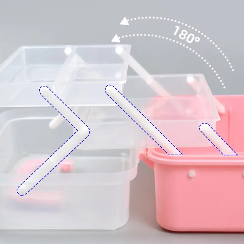 Portable Storage Box Foldable Stamp Wax Scrapbook Storage Transparent Large Hairpin Box Makeup Organizer Nail Jewelry