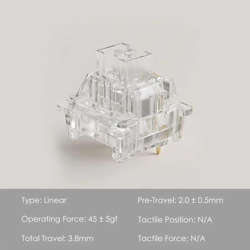 Akko Crystal Full Full Policarbonato Switches Pin Interruptor Linear 45gf Dustproof Compatível para Teclado Mecânico mx 45 Pcs - Imagem 4