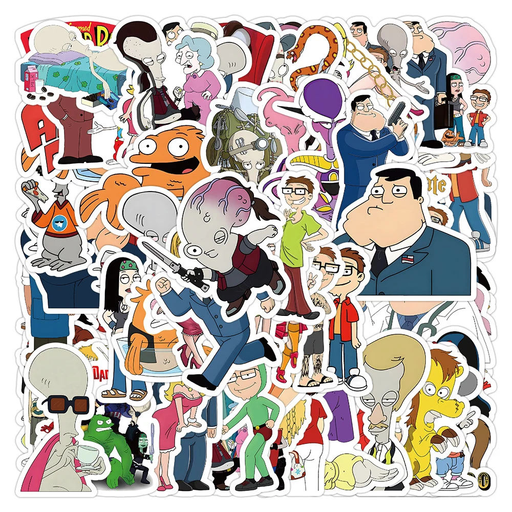 10/30/50pcs Disney Movie American Dad Stickers for Kids Waterproof Decorative Skateboard Phone Case Car Cute Cartoon Decals Toys